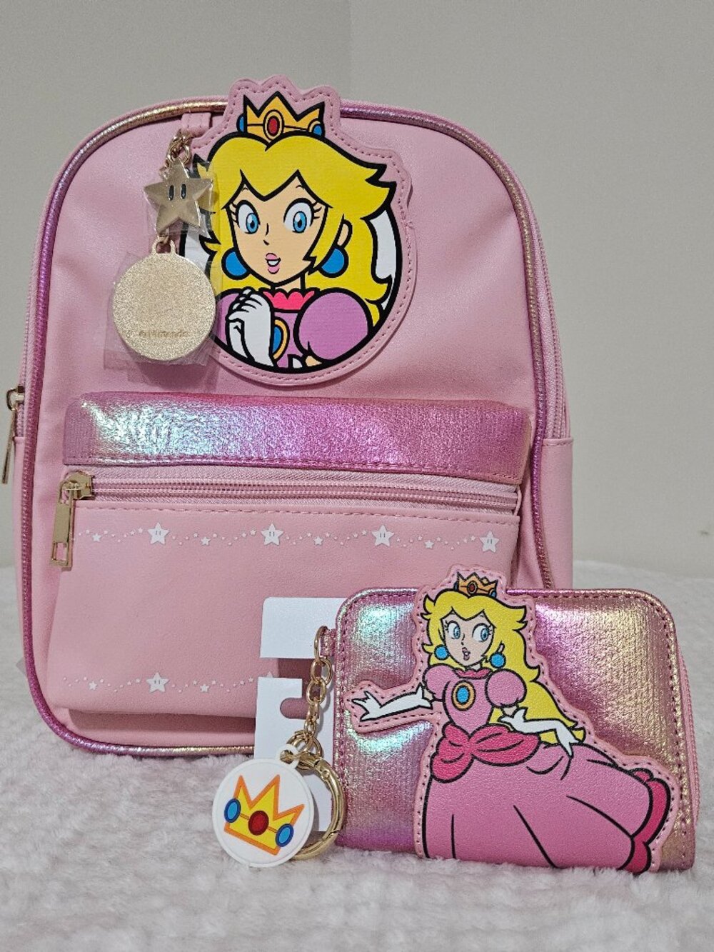 NWT Nintendo Princess Peach Mini Backpack & Matching Wallet Set